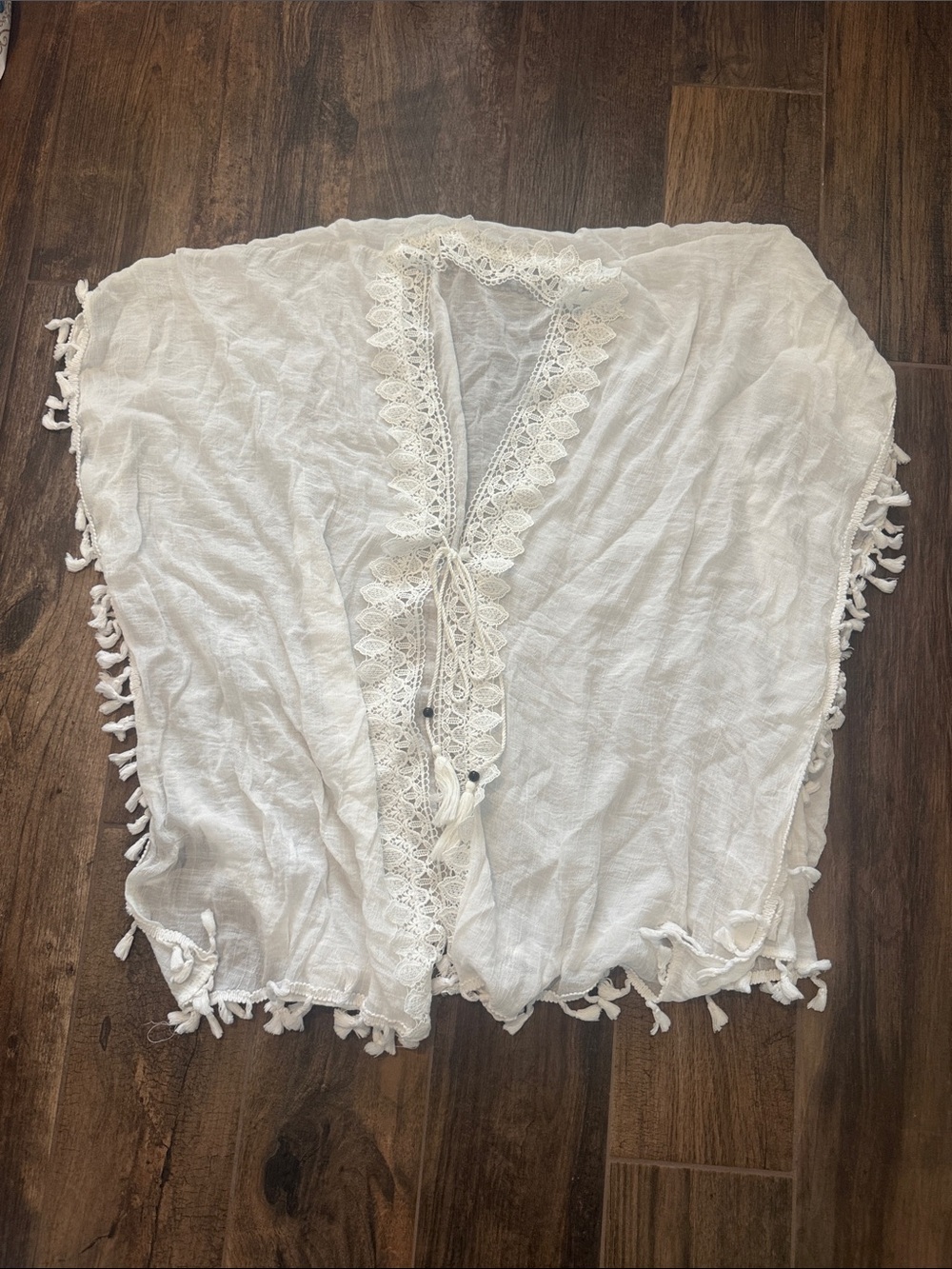 White Crochet Trim Beach Cover-Up